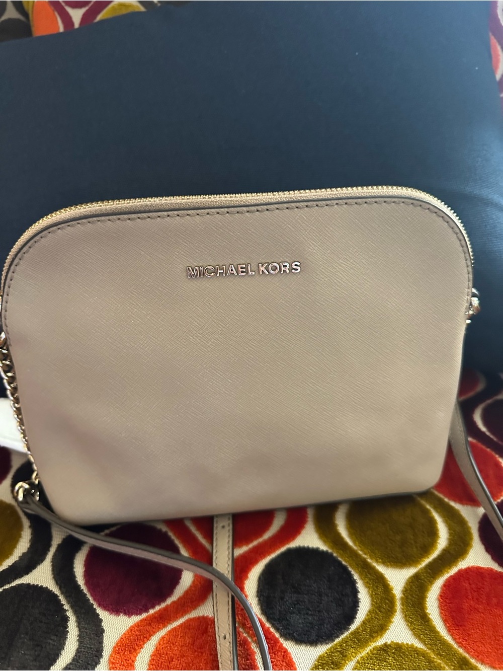 Michael Kors Beige Crossbody Camera Bag with Gold Hardware